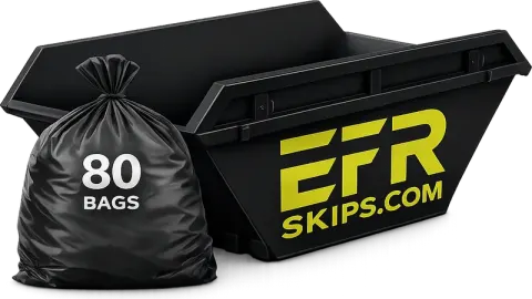 8 yard skip hire in West Yorkshire — holds roughly 80 bin bags