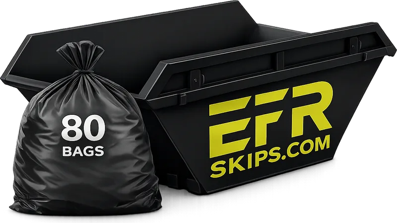 8 yard skip hire in West Yorkshire — holds roughly 80 bin bags